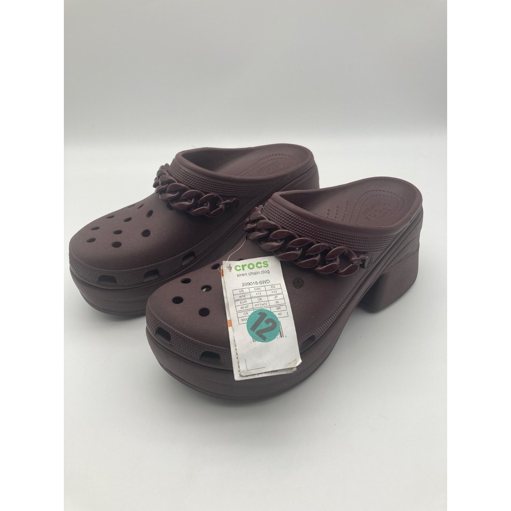 Crocs Siren Chain Clog Dark Cherry Brown High Heel Platform M12 W14 - With Tags